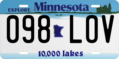 MN license plate 098LOV