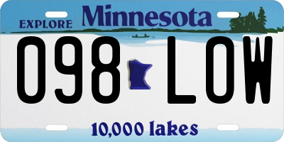 MN license plate 098LOW