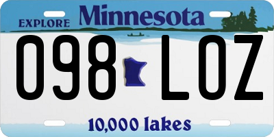 MN license plate 098LOZ
