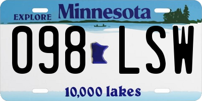 MN license plate 098LSW