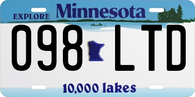 MN license plate 098LTD