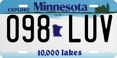 MN license plate 098LUV