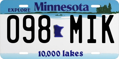 MN license plate 098MIK