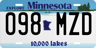 MN license plate 098MZD