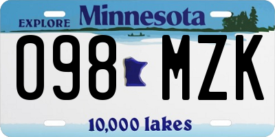 MN license plate 098MZK