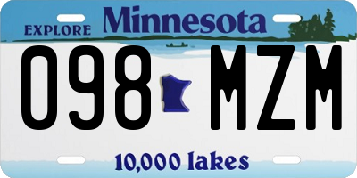MN license plate 098MZM