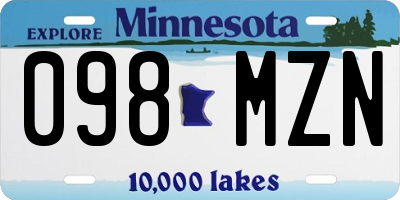 MN license plate 098MZN