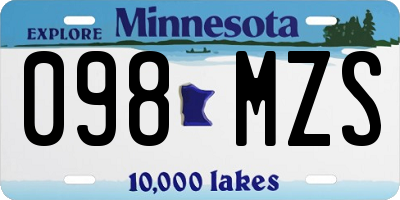 MN license plate 098MZS