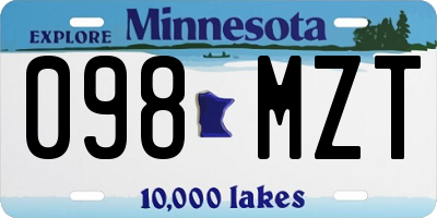 MN license plate 098MZT