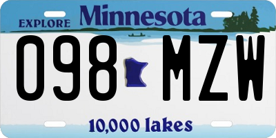 MN license plate 098MZW