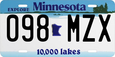 MN license plate 098MZX