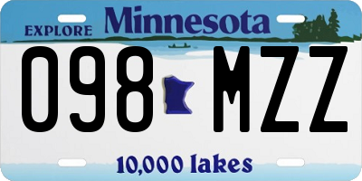 MN license plate 098MZZ