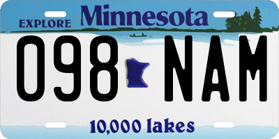 MN license plate 098NAM
