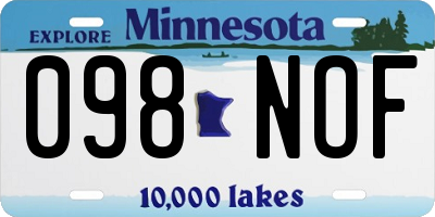 MN license plate 098NOF
