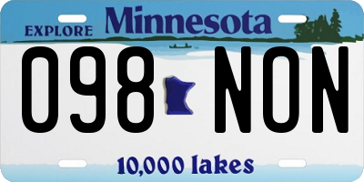 MN license plate 098NON