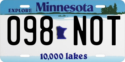 MN license plate 098NOT