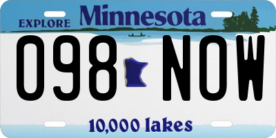 MN license plate 098NOW