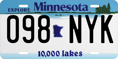 MN license plate 098NYK