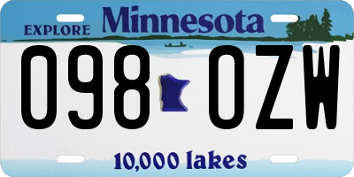 MN license plate 098OZW