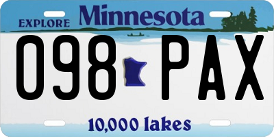 MN license plate 098PAX