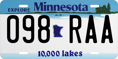 MN license plate 098RAA