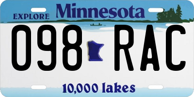 MN license plate 098RAC