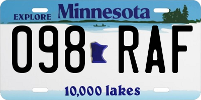 MN license plate 098RAF