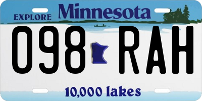 MN license plate 098RAH