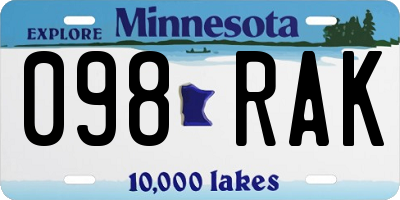 MN license plate 098RAK
