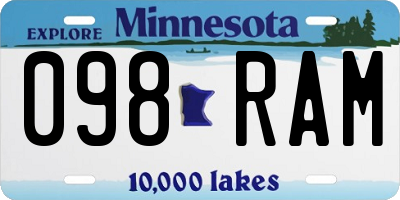 MN license plate 098RAM
