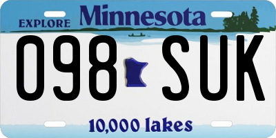 MN license plate 098SUK