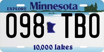 MN license plate 098TBO