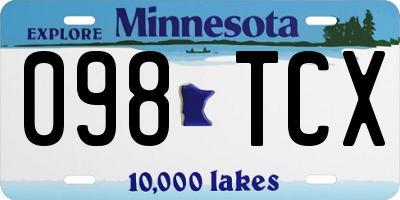 MN license plate 098TCX