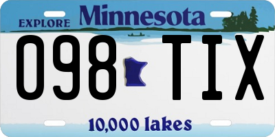 MN license plate 098TIX