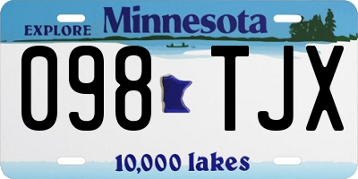 MN license plate 098TJX
