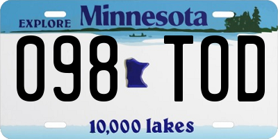 MN license plate 098TOD