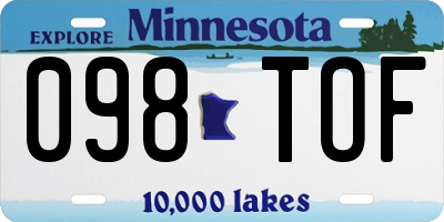 MN license plate 098TOF
