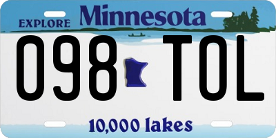 MN license plate 098TOL
