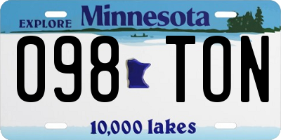 MN license plate 098TON