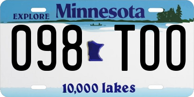 MN license plate 098TOO