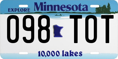 MN license plate 098TOT