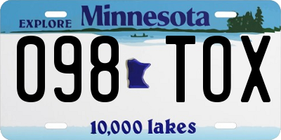 MN license plate 098TOX
