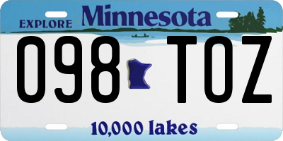MN license plate 098TOZ