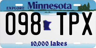 MN license plate 098TPX