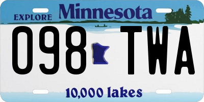 MN license plate 098TWA