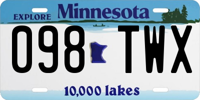 MN license plate 098TWX