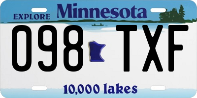 MN license plate 098TXF