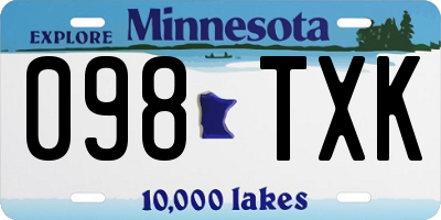 MN license plate 098TXK