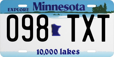 MN license plate 098TXT