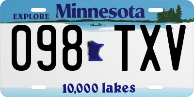 MN license plate 098TXV